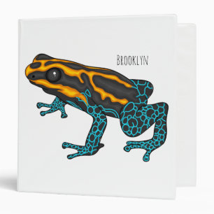 Poison dart frog cartoon illustration 3 ring binder
