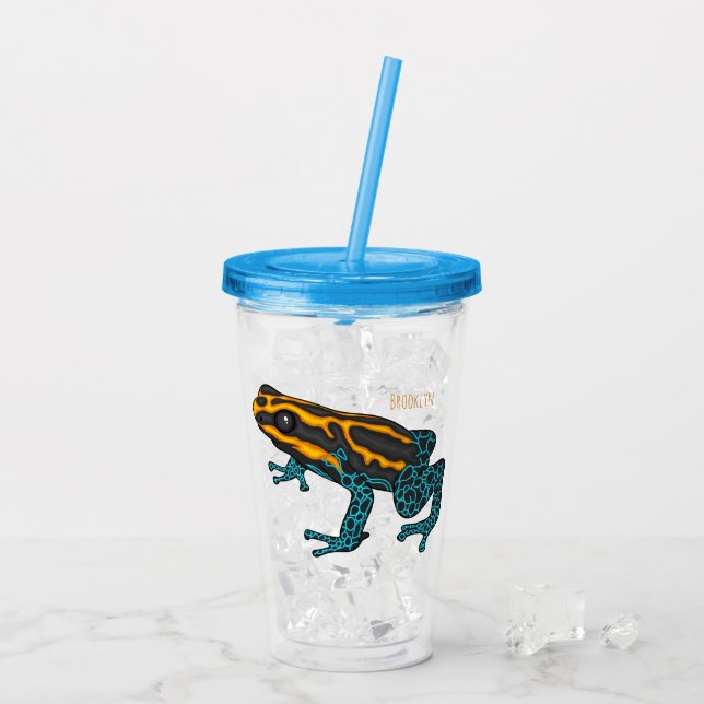 Poison dart frog cartoon illustration  acrylic tumbler (Back Ice)