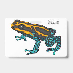 Poison dart frog cartoon illustration badge
