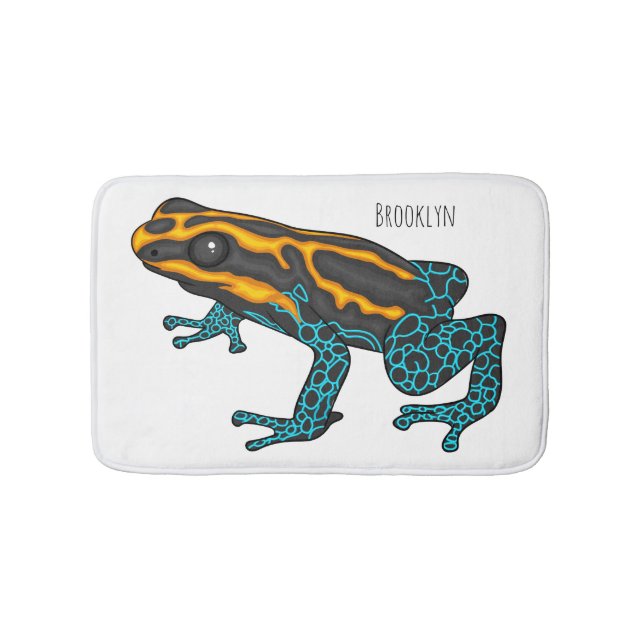 Poison dart frog cartoon illustration bath mat (Front)