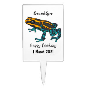 Poison dart frog cartoon illustration cake topper