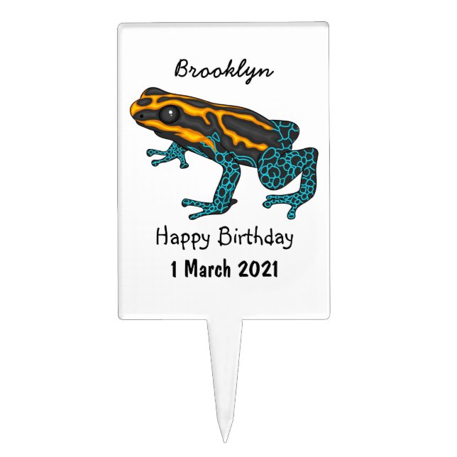 Poison dart frog cartoon illustration  cake topper (Front)