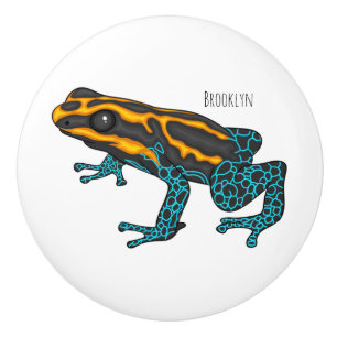 Poison dart frog cartoon illustration ceramic knob