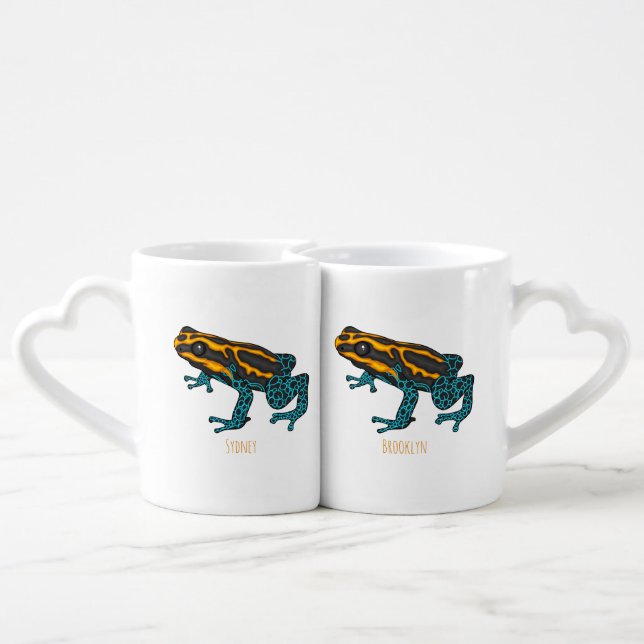 Poison dart frog cartoon illustration  coffee mug set (Back Nesting)