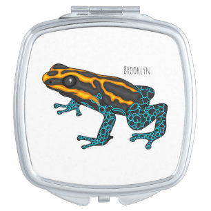 Poison dart frog cartoon illustration compact mirror