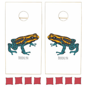 Poison dart frog cartoon illustration cornhole set