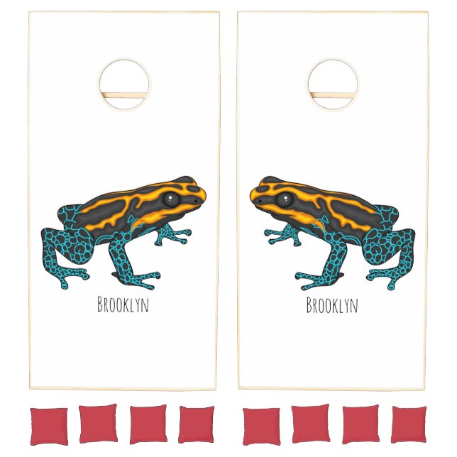 Poison dart frog cartoon illustration cornhole set (Set)