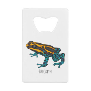Poison dart frog cartoon illustration credit card bottle opener