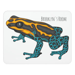 Poison dart frog cartoon illustration  door sign