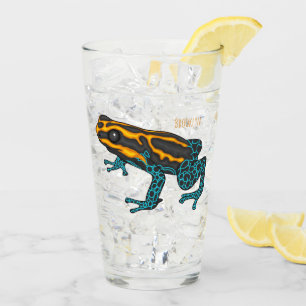 Poison dart frog cartoon illustration glass