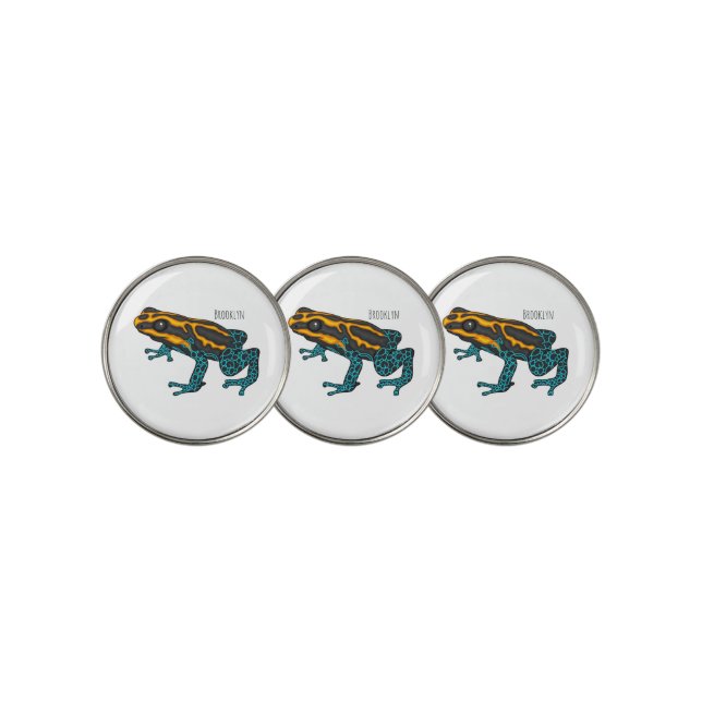 Poison dart frog cartoon illustration  golf ball marker (3 Up)