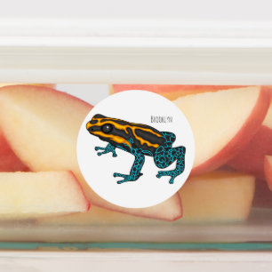 Poison dart frog cartoon illustration labels