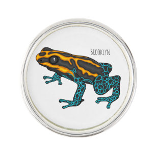 Poison dart frog cartoon illustration lapel pin