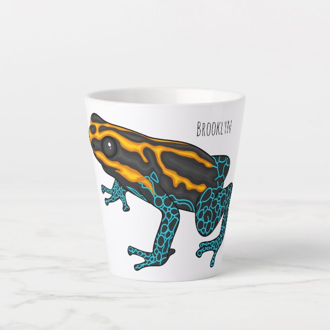 Poison dart frog cartoon illustration latte mug (Front)