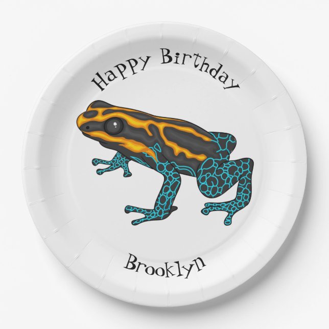 Poison dart frog cartoon illustration  paper plates (Front)