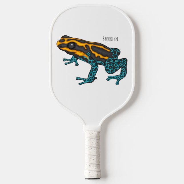 Poison dart frog cartoon illustration  pickleball paddle (Front)