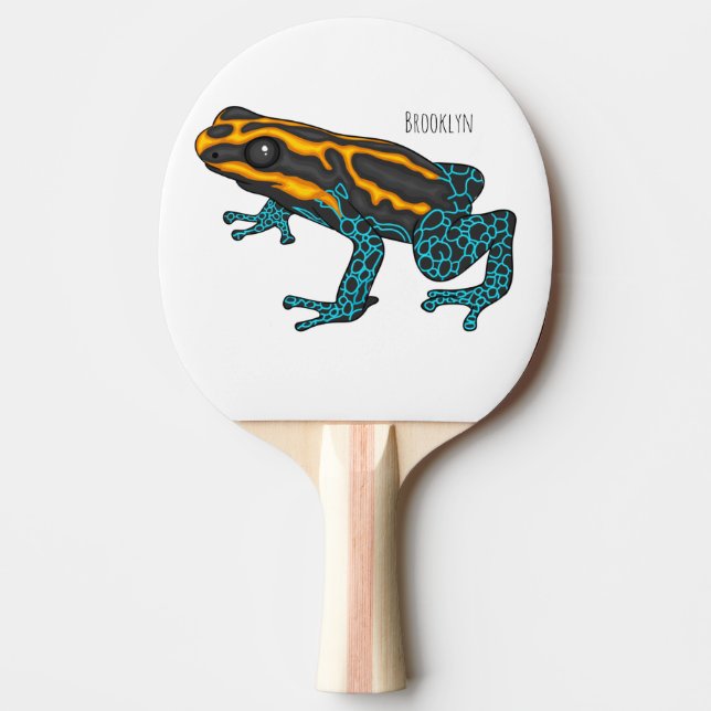 Poison dart frog cartoon illustration  ping pong paddle (Front)