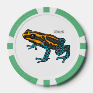 Poison dart frog cartoon illustration poker chips