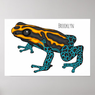Poison dart frog cartoon illustration poster