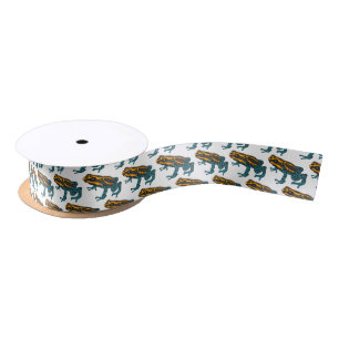 Poison dart frog cartoon illustration satin ribbon