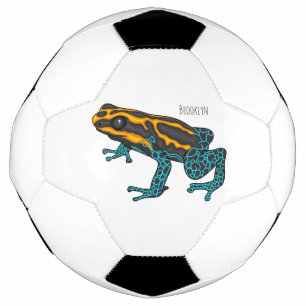 Poison dart frog cartoon illustration soccer ball