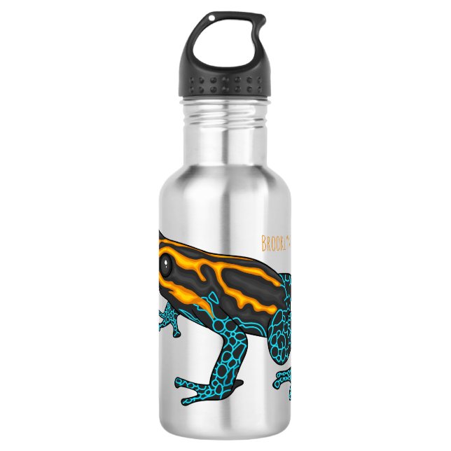 Poison dart frog cartoon illustration  stainless steel water bottle (Front)