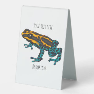 Poison dart frog cartoon illustration  table tent