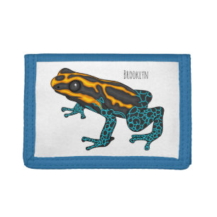 Poison dart frog cartoon illustration tri-fold wallet