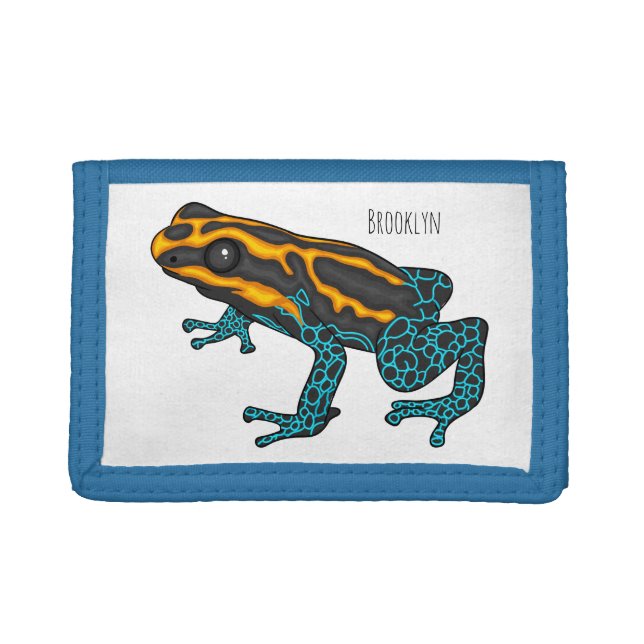 Poison dart frog cartoon illustration trifold wallet (Front)