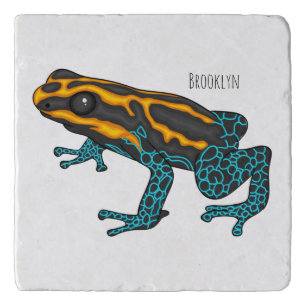 Poison dart frog cartoon illustration trivet