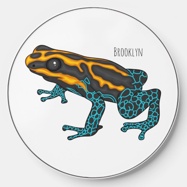 Poison dart frog cartoon illustration wireless charger  (Front)