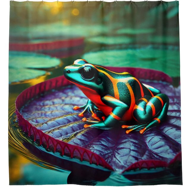 Poison Dart Frog Radiant Portrait Shower Curtain (Front)