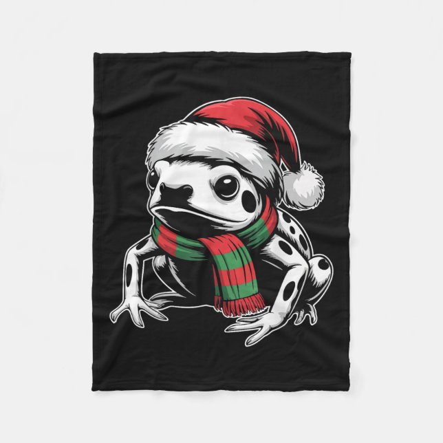 Poison Dart Frog Xmas Santa Hat Scarf Christmas Co Fleece Blanket (Front)