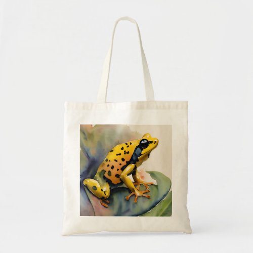 Poison Dart Yellow Frog Watercolor Tote Bag