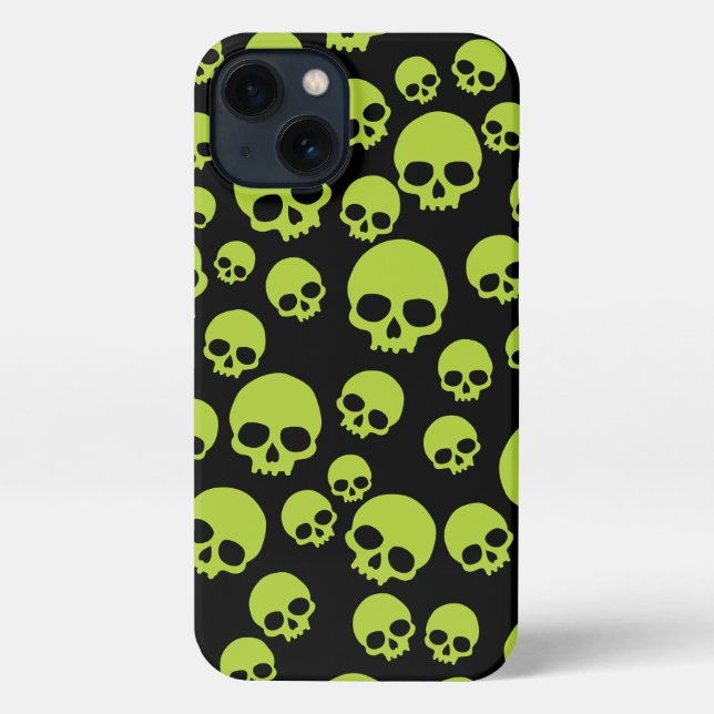 Poison Green Random Skulls Pattern iPhone Case (Back)