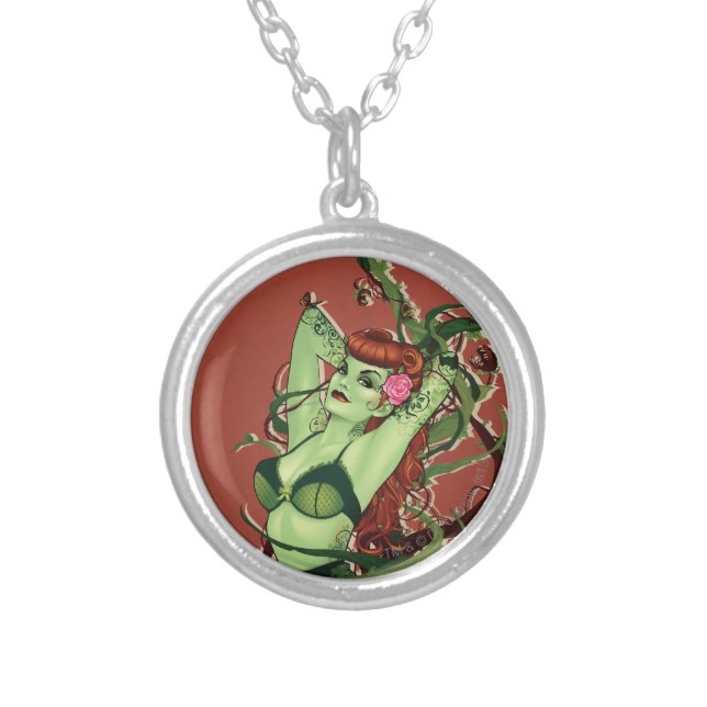 Poison Ivy Bombshell Silver Plated Necklace (Front)