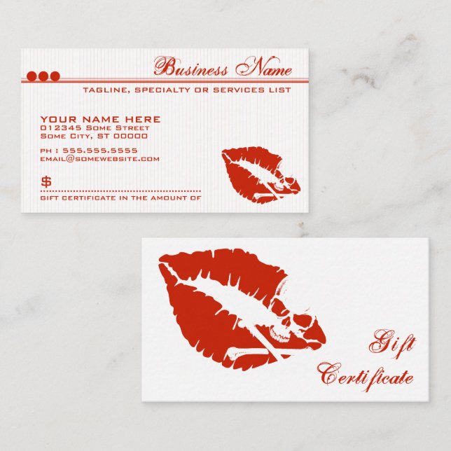 poison lips gift certificate (Front/Back)