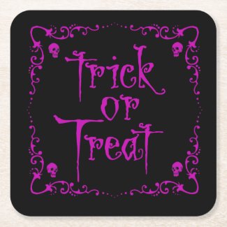 Poison Purple Trick or Treat  Paper Coaster