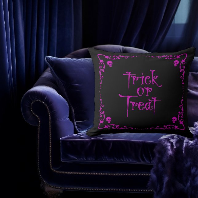 Poison Purple Trick or Treat  Throw Pillow (Creator Uploaded)