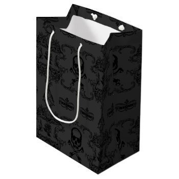 Poison Rose Skulls Goth Medium Gift Bag by gothicbusiness at Zazzle