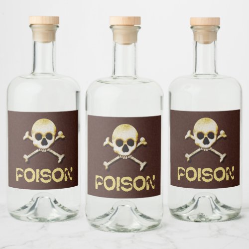 Poison Skull And Crossbones Design Liquor Bottle Label