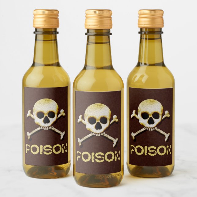 Poison Skull And Crossbones Design Wine Label (Bottles)