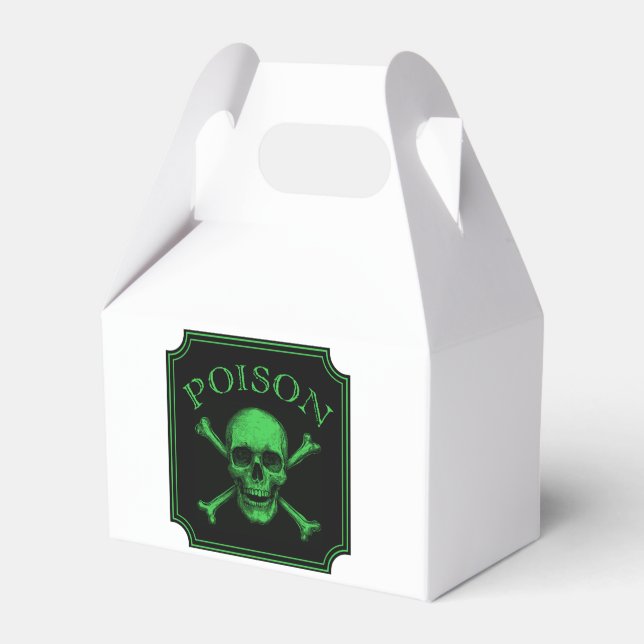 Poison Skull and Crossbones Halloween Design Print Favor Boxes (Front Side)