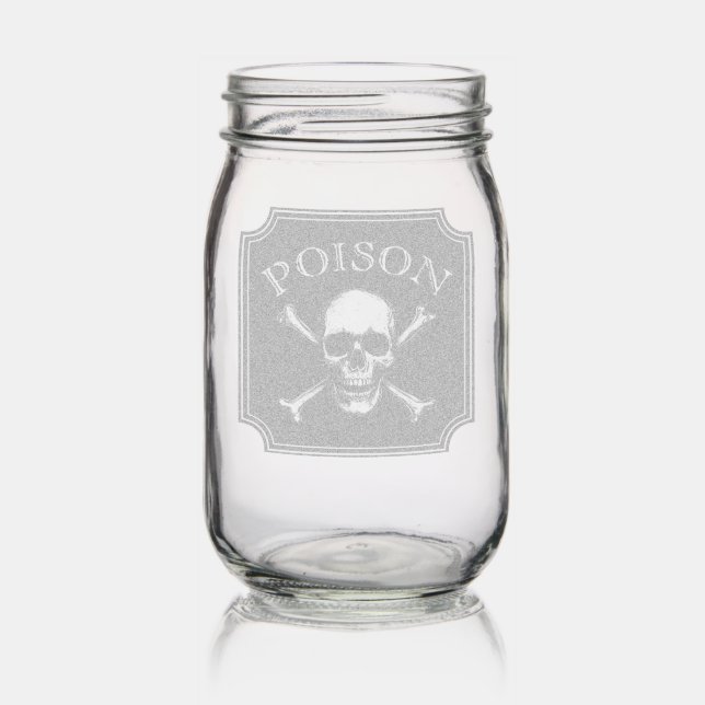 Poison Skull and Crossbones Halloween Design Print Mason Jar (Glassware)