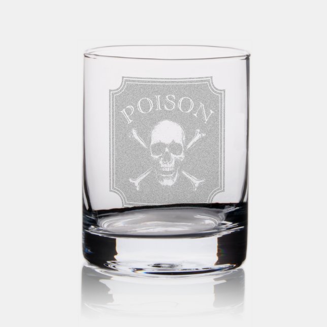 Poison Skull and Crossbones Halloween Design Print Rocks Glass (Glassware)