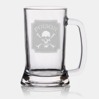 Poison Skull and Crossbones Halloween Design Print Stein