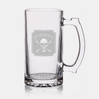 Poison Skull and Crossbones Halloween Design Print Stein