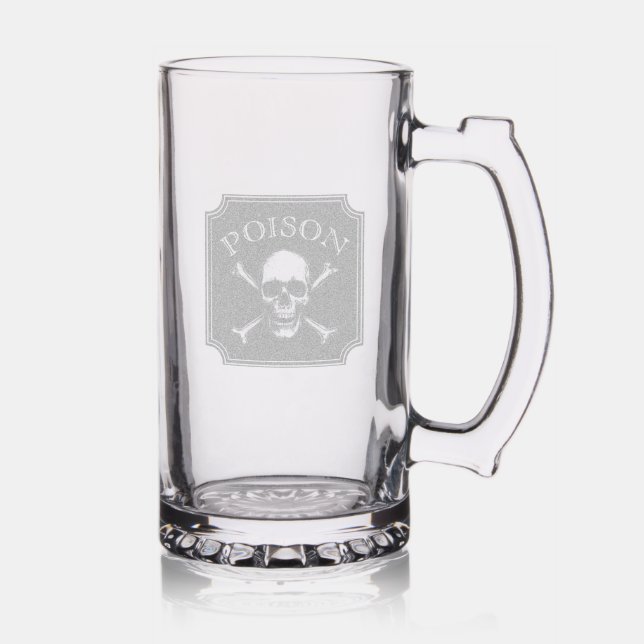 Poison Skull and Crossbones Halloween Design Print Stein (Glassware)