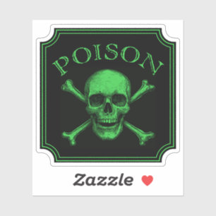 Poison Skull and Crossbones Halloween Design Print Sticker