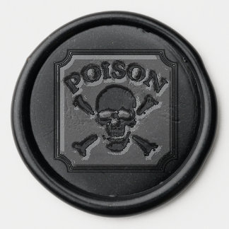 Poison Skull and Crossbones Halloween Design Print Wax Seal Sticker